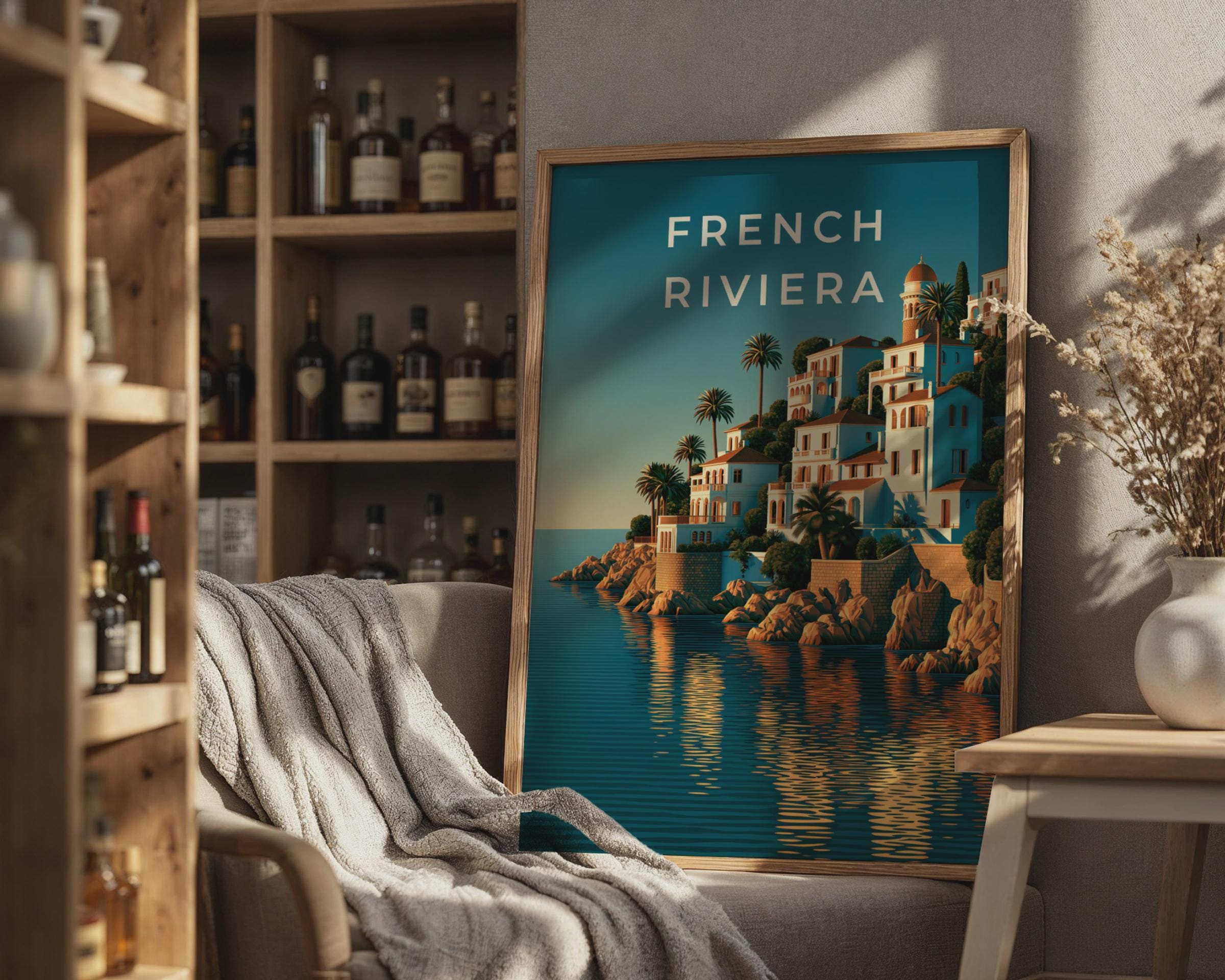French Riviera Coastal Art Print - Travel Wall Art
