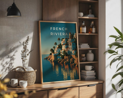 French Riviera Coastal Art Print - Travel Wall Art