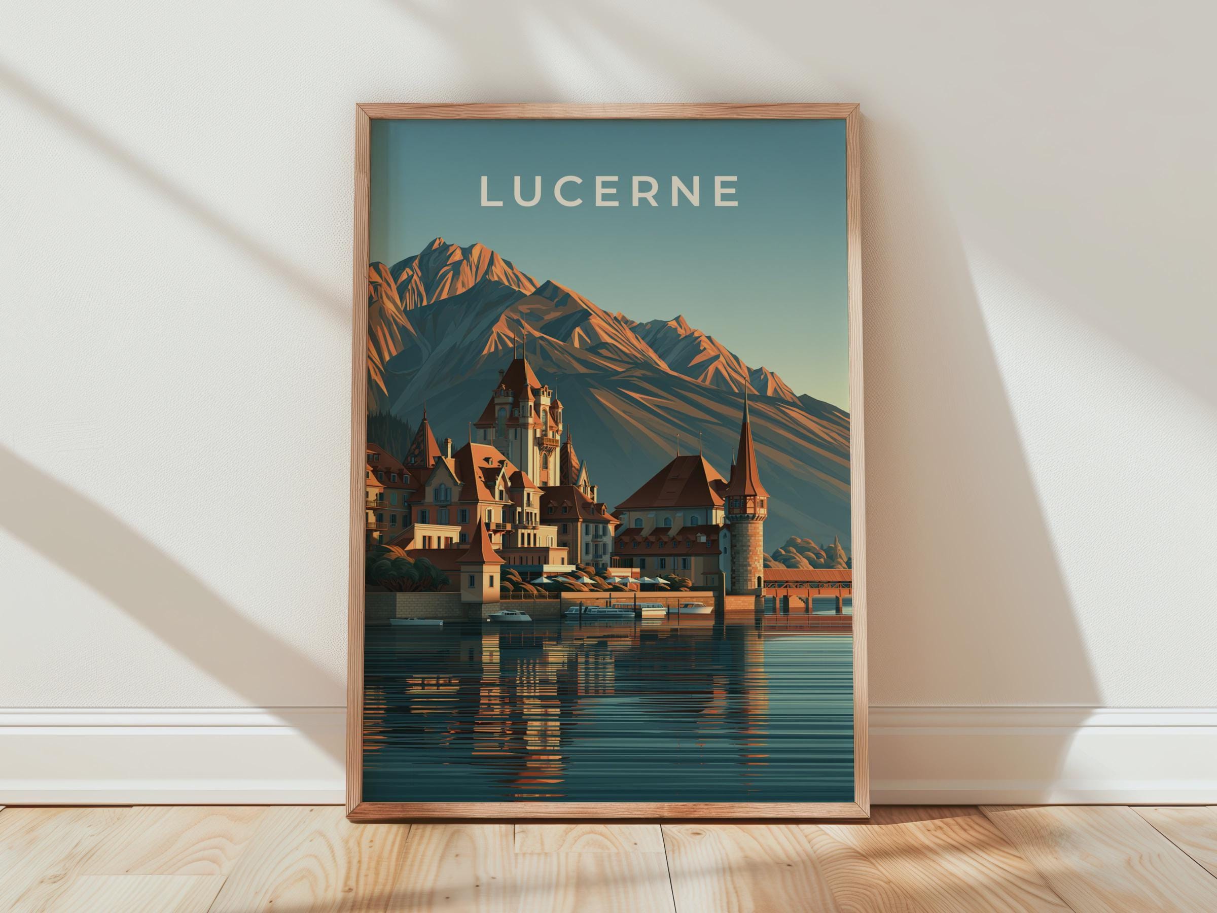 Lucerne Cityscape Poster Art - Travel Wall Art