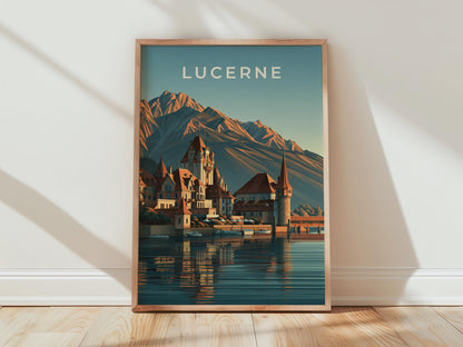 Lucerne Cityscape Poster Art - Travel Wall Art