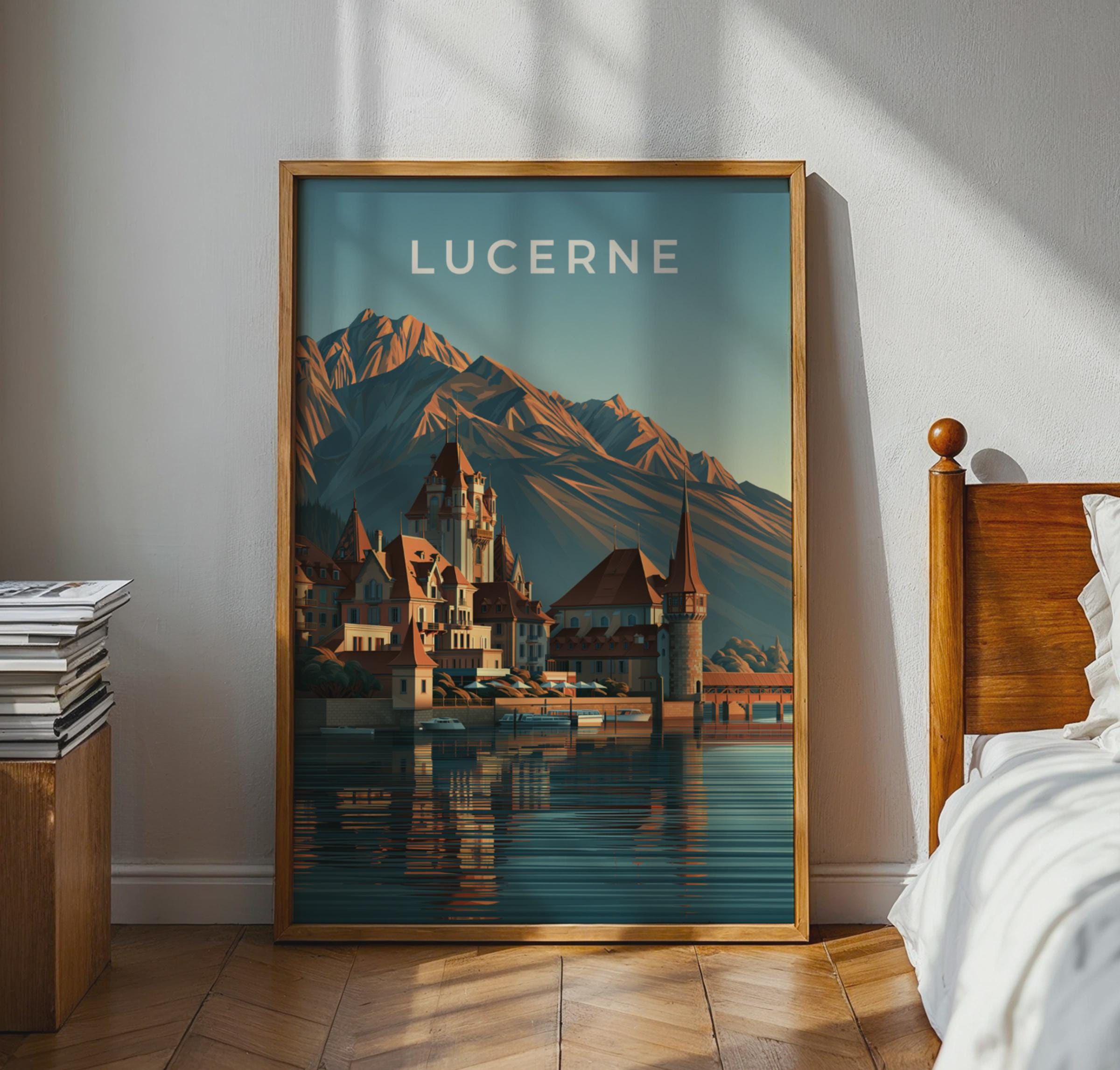 Lucerne Cityscape Poster Art - Travel Wall Art