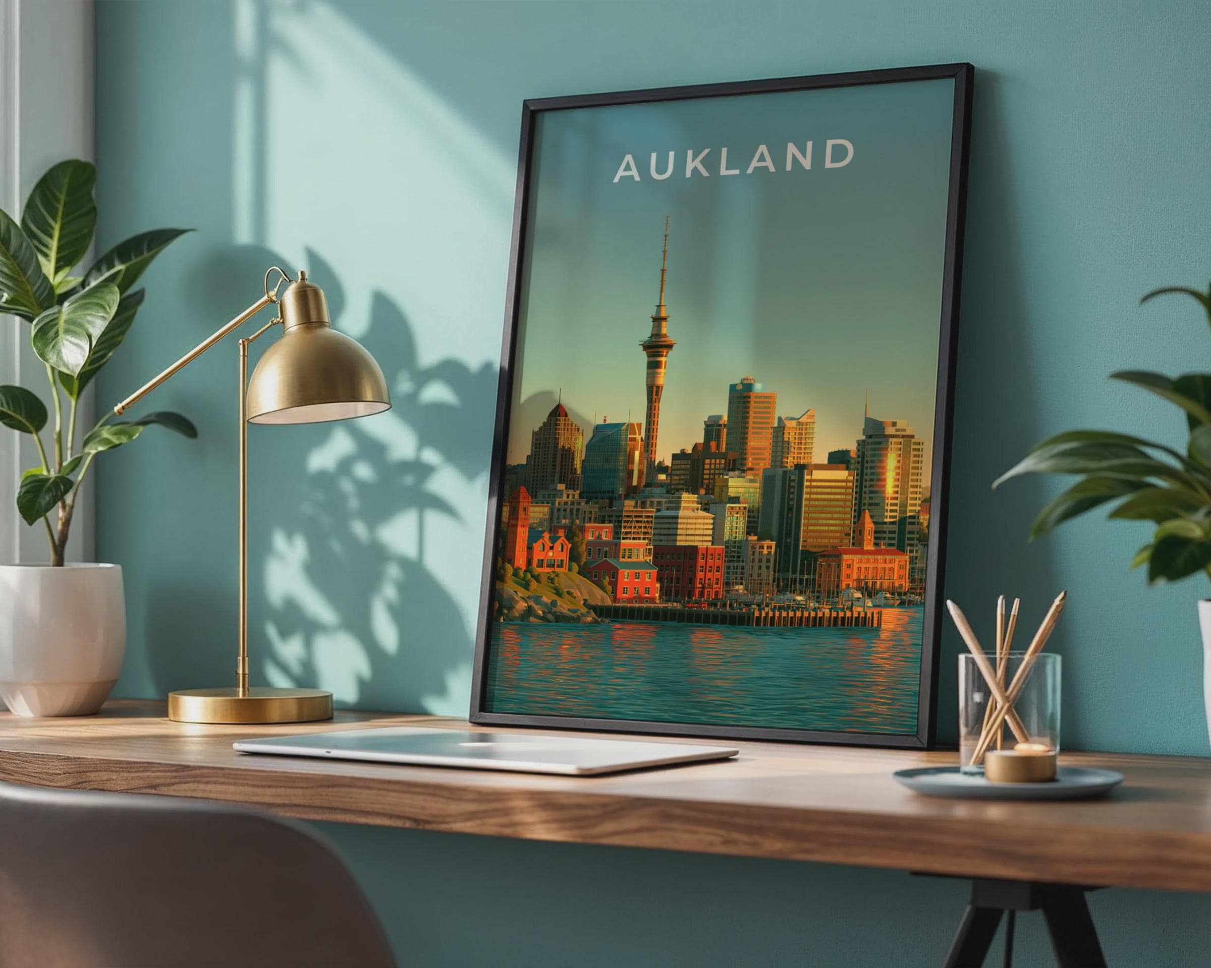 Auckland Skyline Modern Wall Art Print - Travel Wall Art