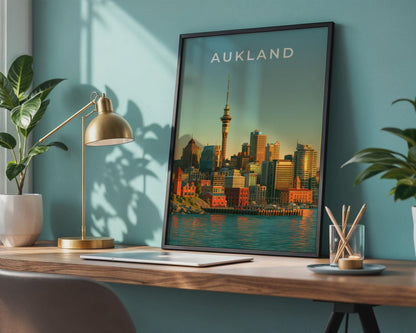 Auckland Skyline Modern Wall Art Print - Travel Wall Art