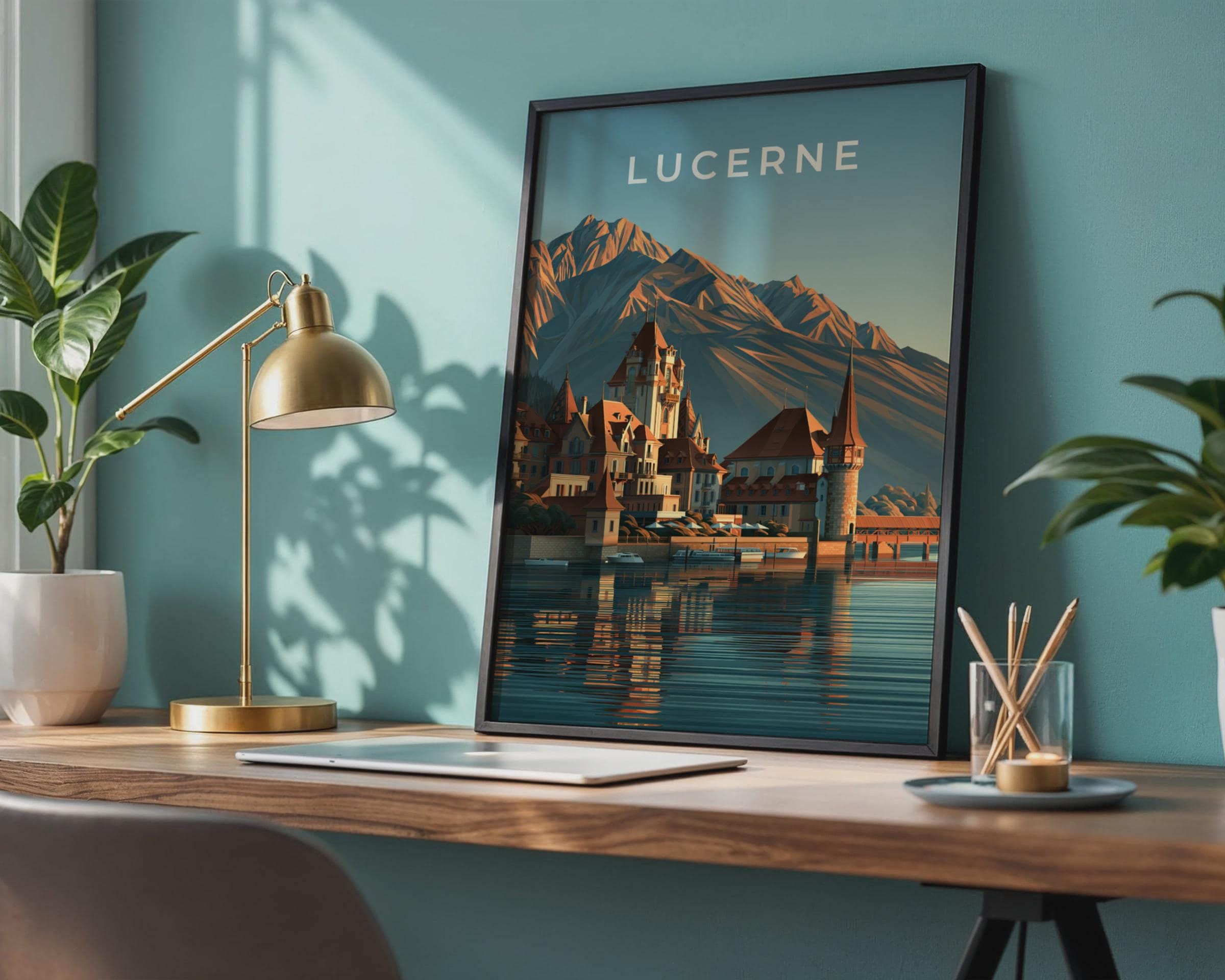 Lucerne Cityscape Poster Art - Travel Wall Art