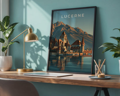 Lucerne Cityscape Poster Art - Travel Wall Art
