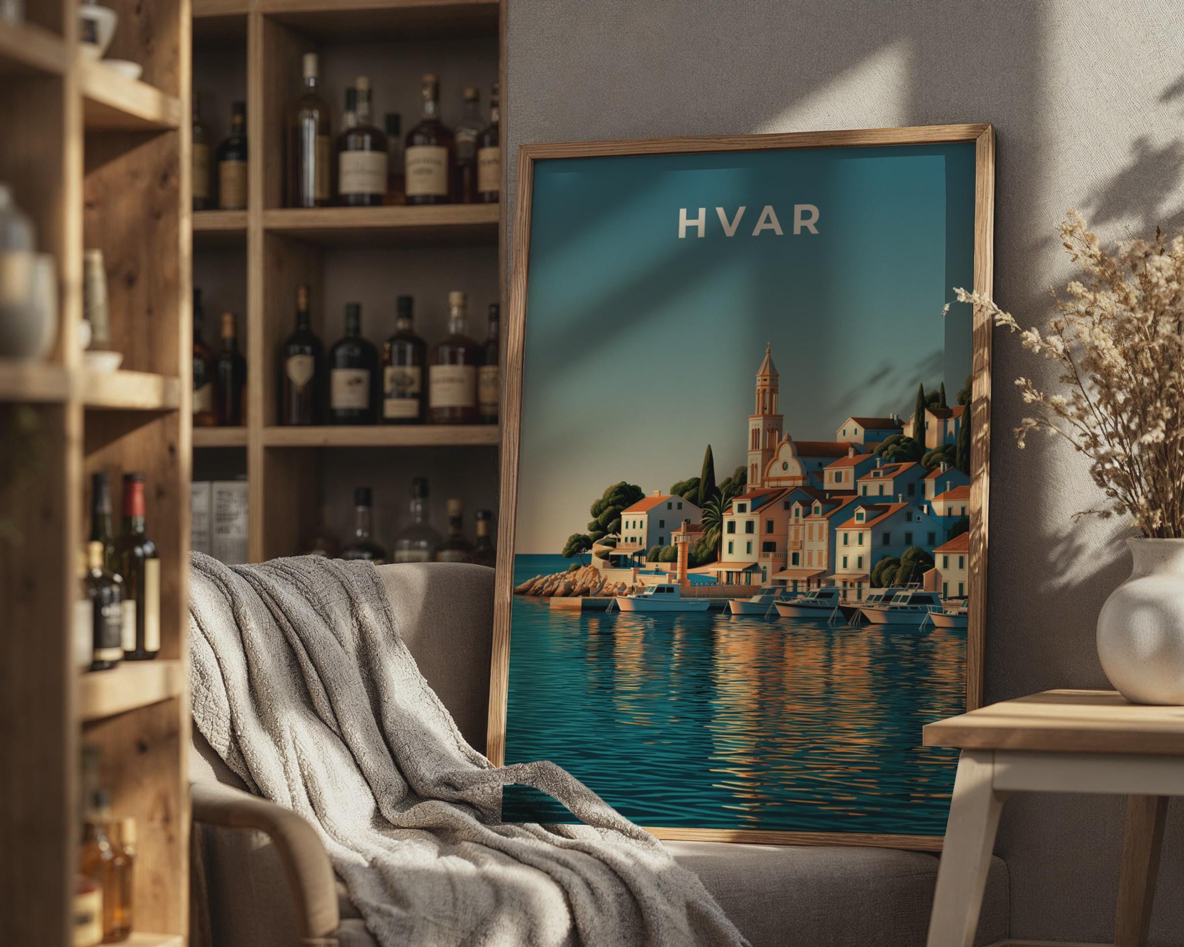 Hvar Coastal Art Print Poster - Travel Wall Art
