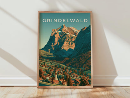 Grindelwald Mountain Landscape Poster - Travel Wall Art
