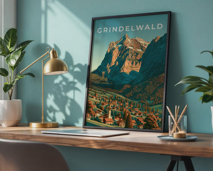 Grindelwald Mountain Landscape Poster - Travel Wall Art