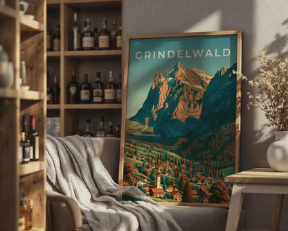 Grindelwald Mountain Landscape Poster - Travel Wall Art