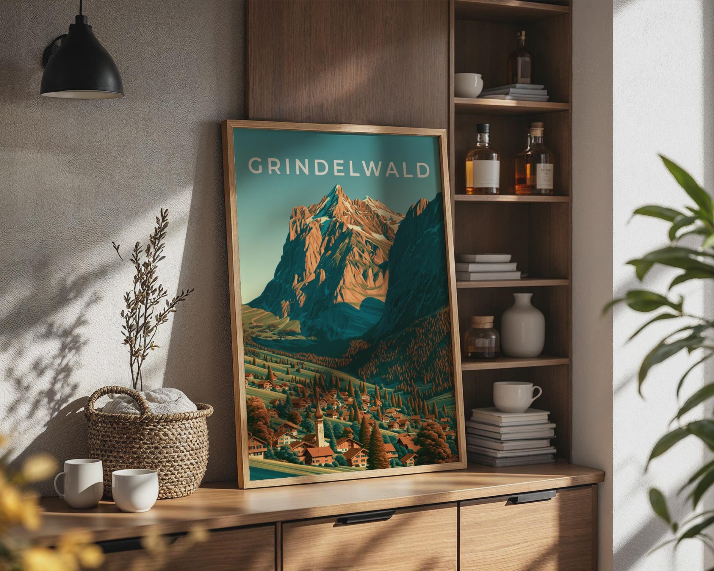 Grindelwald Mountain Landscape Poster - Travel Wall Art