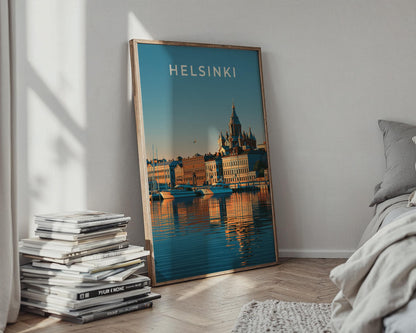 Helsinki Cityscape Print Coastal Wall Art Evening Reflection Artwork - Travel Wall Art