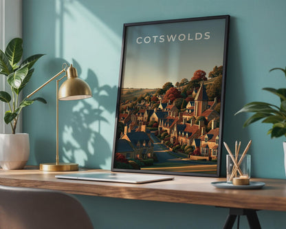 Cotswolds Village Landscape Print - Travel Wall Art