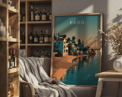 Faro Minimalist Coastal Print - Travel Wall Art