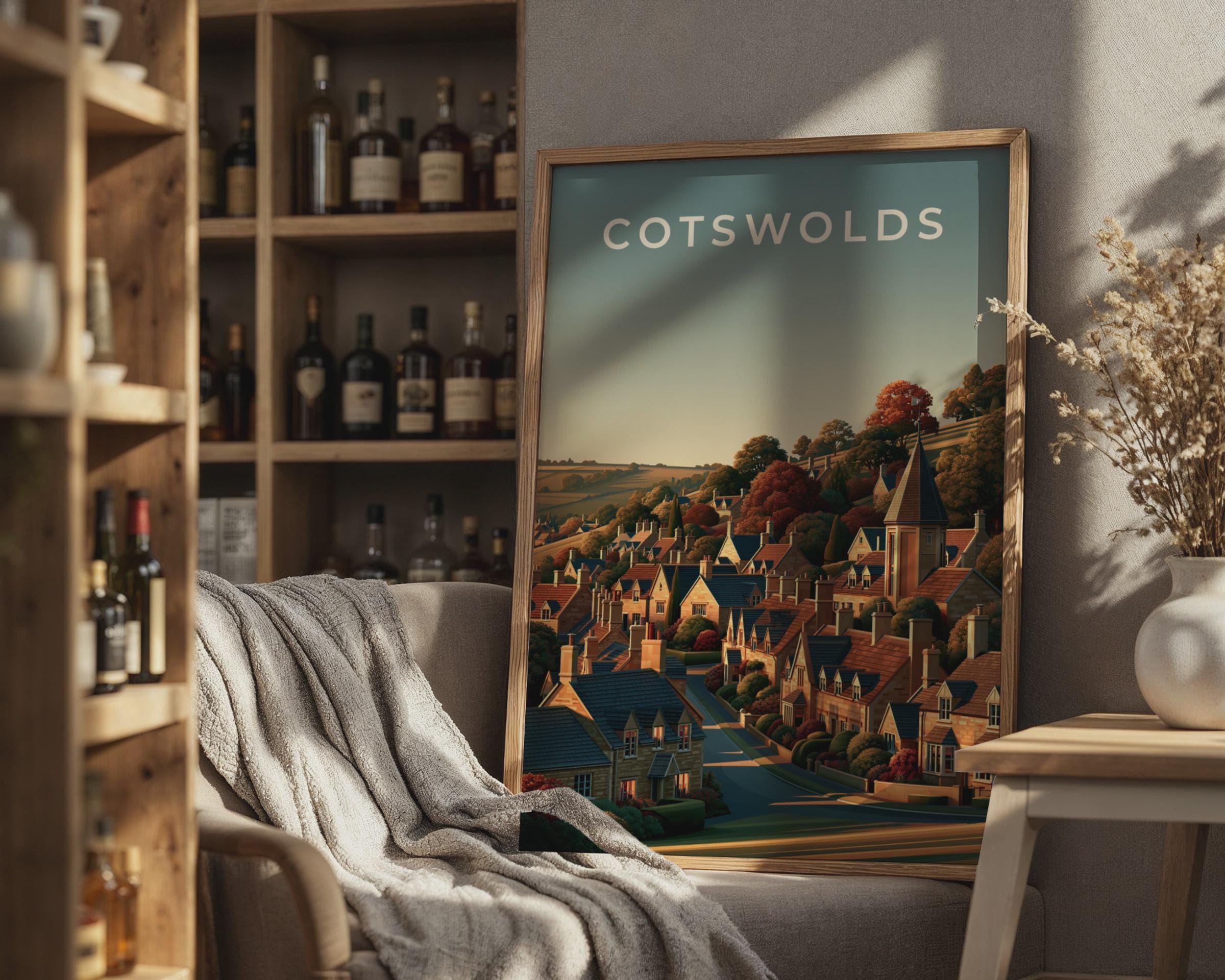 Cotswolds Village Landscape Print - Travel Wall Art