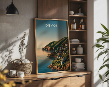 Coastal Village Devon Wall Art Print - Travel Wall Art