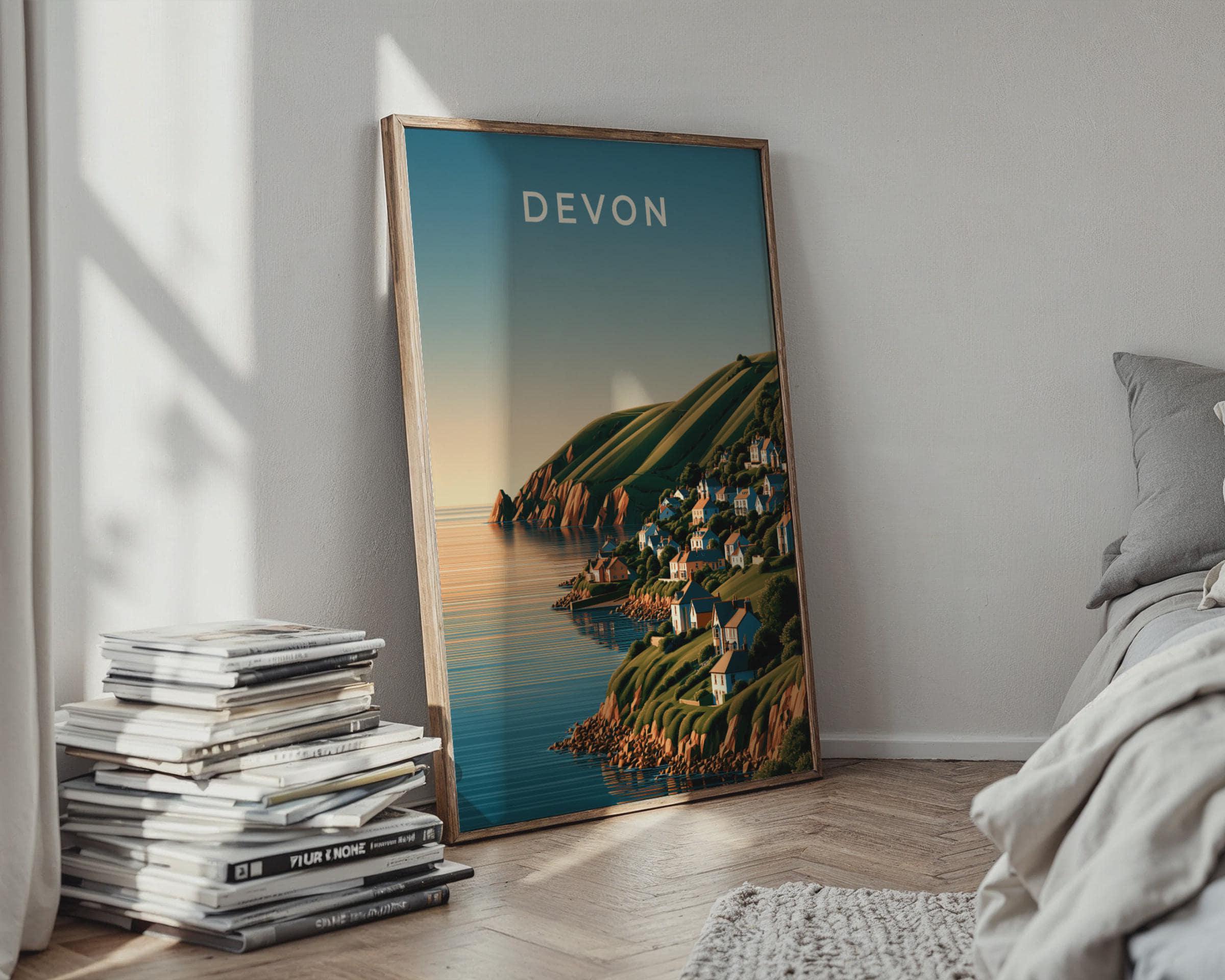 Coastal Village Devon Wall Art Print - Travel Wall Art