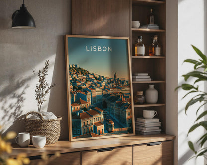 Lisbon City Print Architectural Wall Art - Travel Wall Art