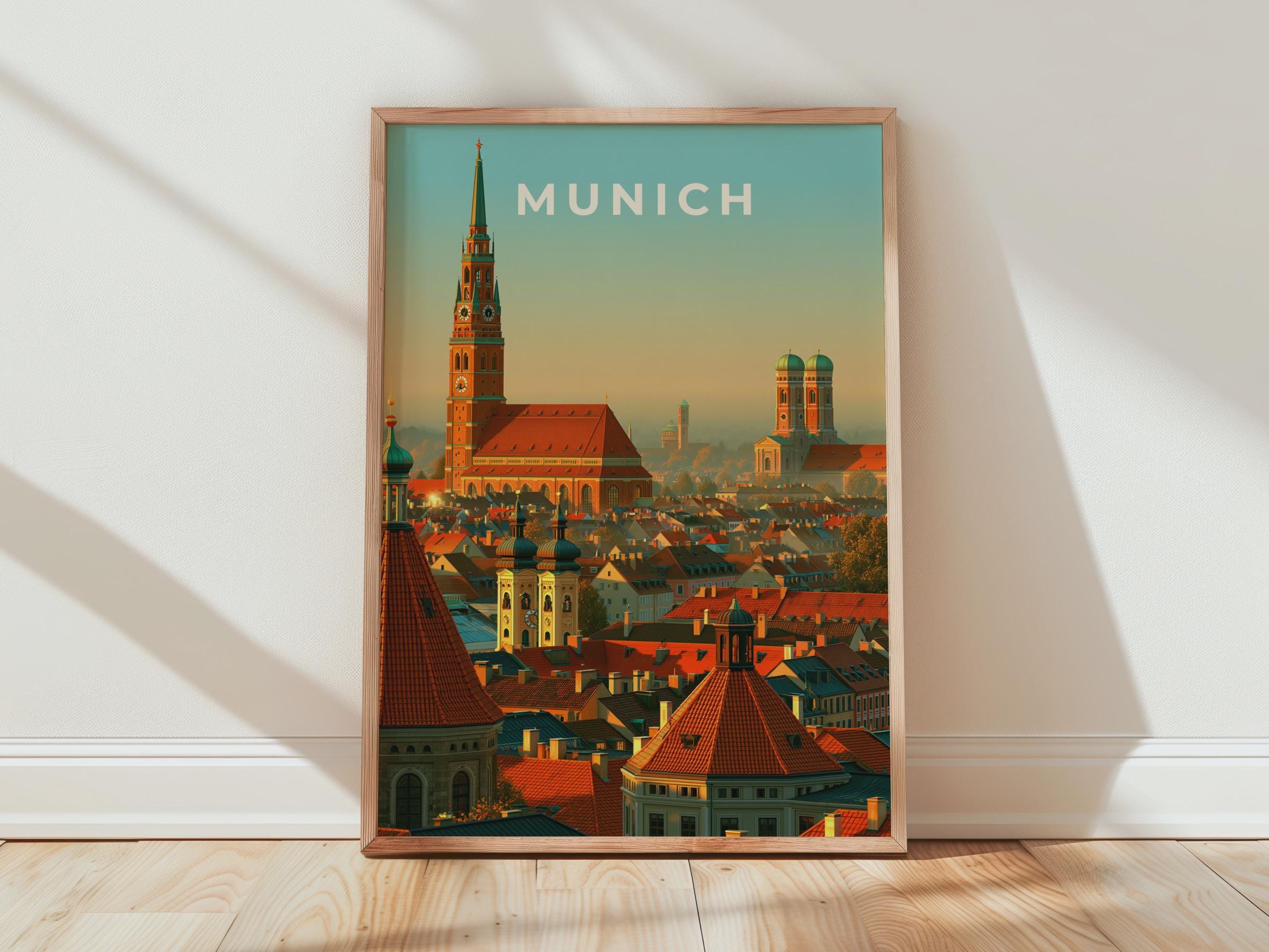 Munich Skyline Art Print European City Poster Urban Landscape - Travel Wall Art