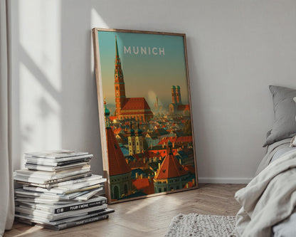 Munich Skyline Art Print European City Poster Urban Landscape - Travel Wall Art