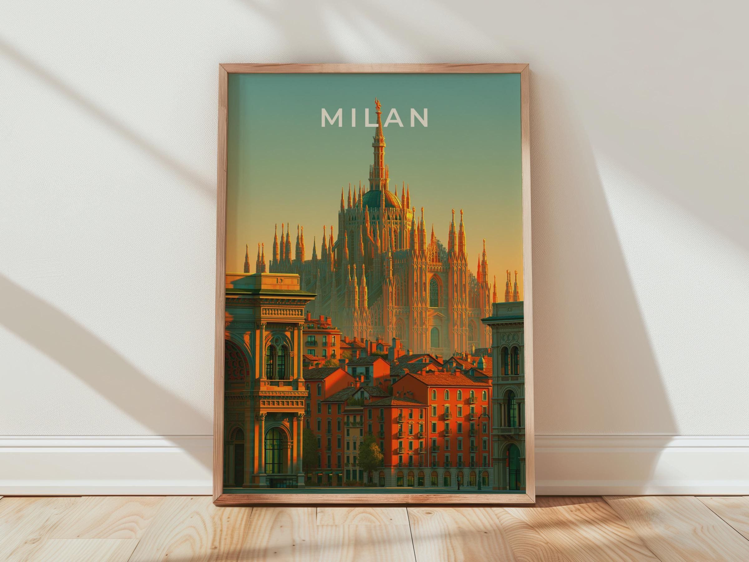 Milan Cathedral Cityscape Poster Wall Art Print Travel Art - Travel Wall Art