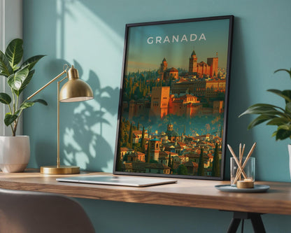 Granada Alhambra Wall Art Travel Poster - Travel Wall Art
