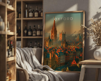 Oxford Cityscape Art Print Poster - Travel Wall Art
