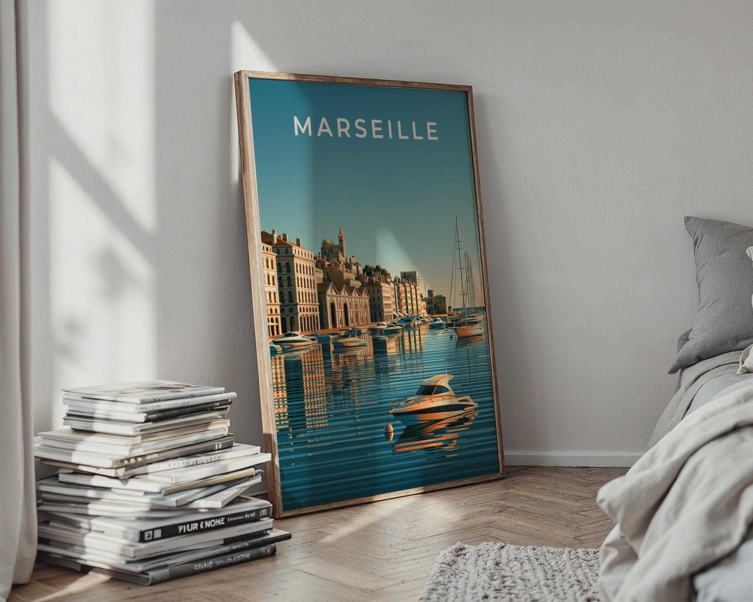 Marseille Coastal Cityscape Print Wall Art - Travel Wall Art