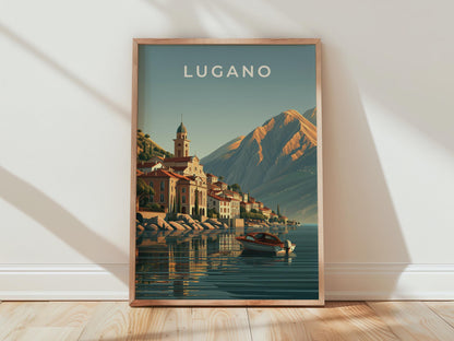 Lugano Wall Art Minimalist Print Poster - Travel Wall Art
