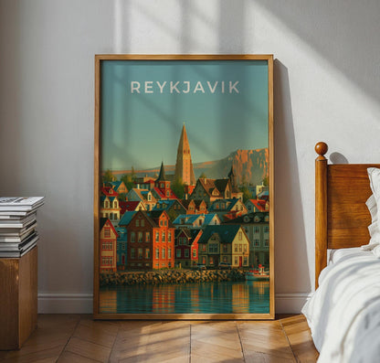 Reykjavik Colourful Cityscape Art Print - Travel Wall Art