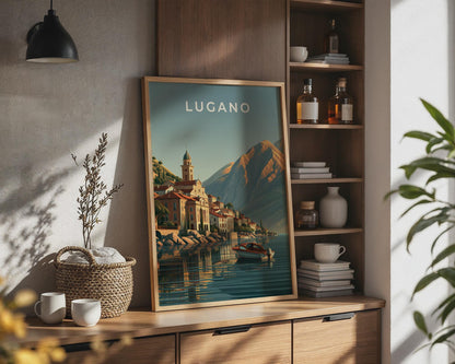 Lugano Wall Art Minimalist Print Poster - Travel Wall Art