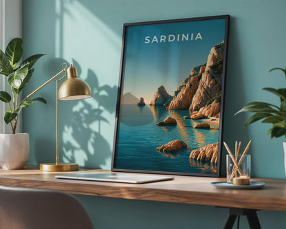 Sardinia Coastal Poster Seascape Art Print Landscape Wall Art - Travel Wall Art