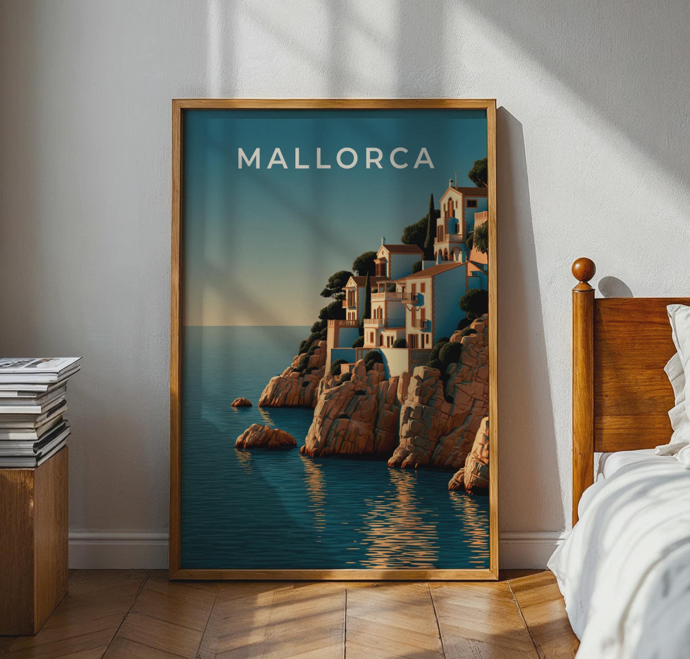 Mallorca Coastal Poster Sea View Art Print - Travel Wall Art