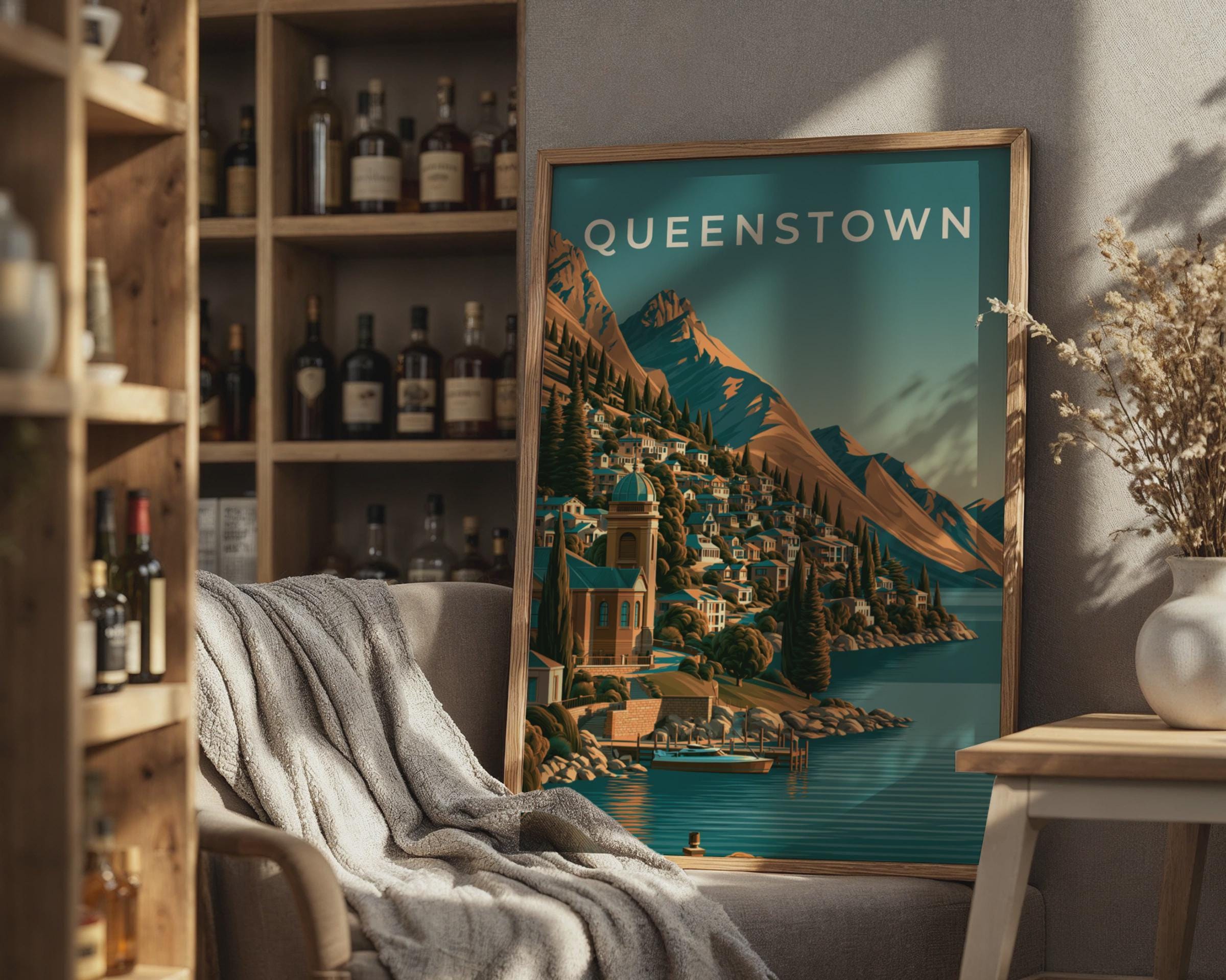 Queenstown Mountain Landscape Wall Art - Travel Wall Art