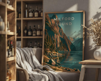 Milford Sound Scenic Landscape Art Print - Travel Wall Art