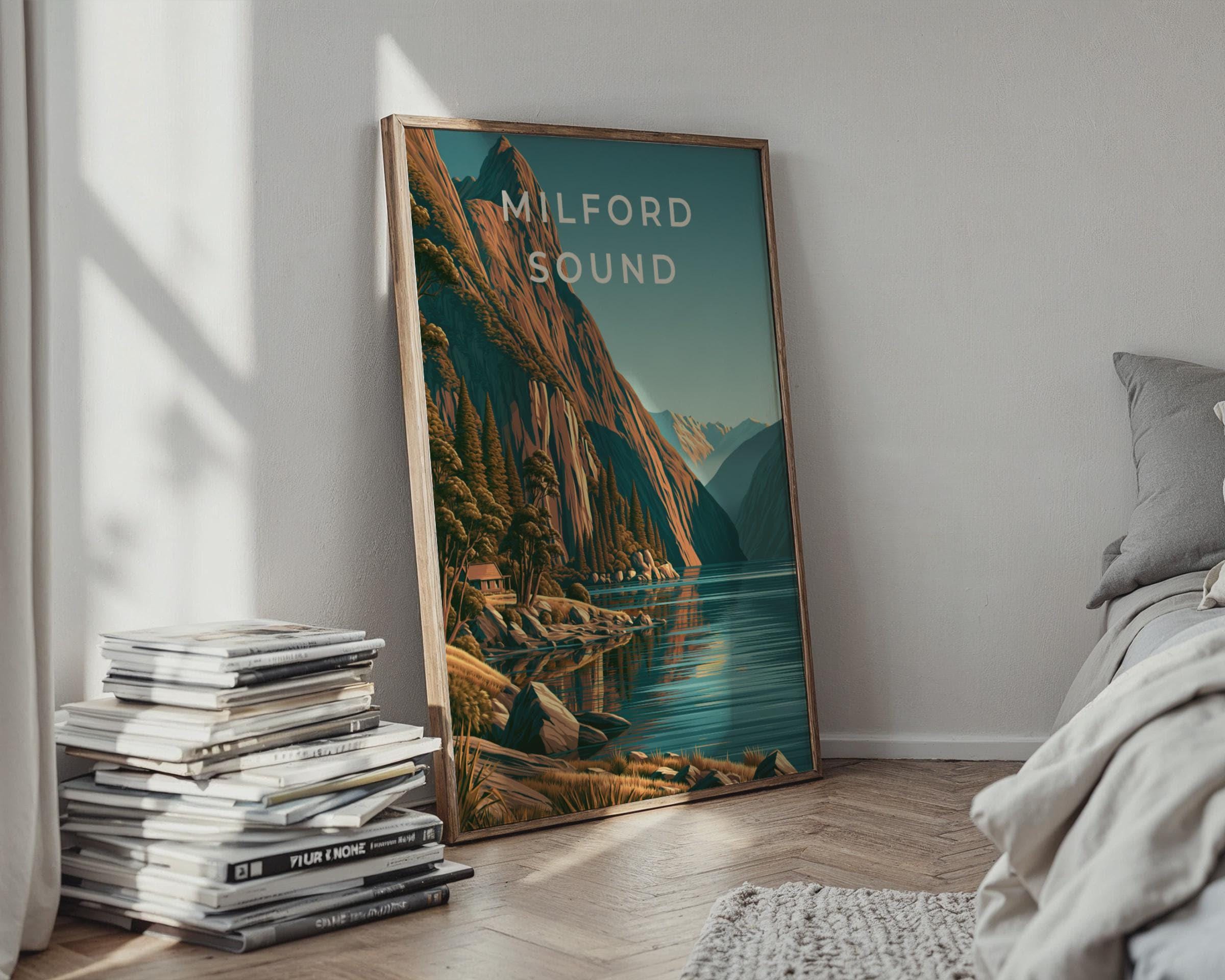 Milford Sound Scenic Landscape Art Print - Travel Wall Art