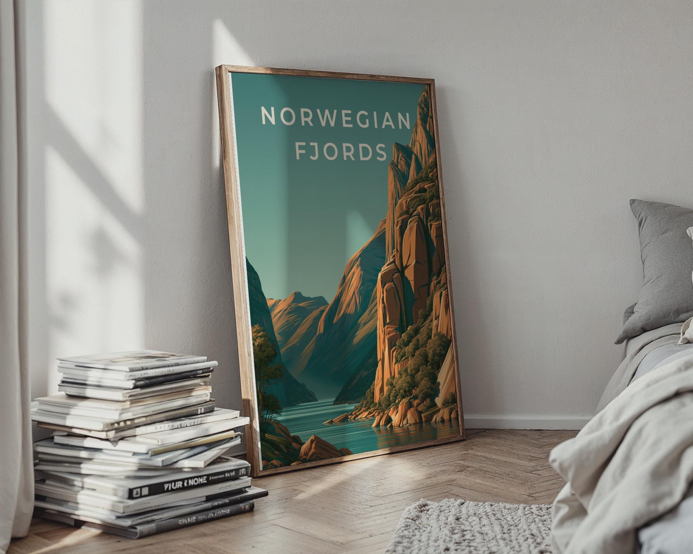Fjord Landscape Art Print Norwegian Scenery Wall Art - Travel Wall Art