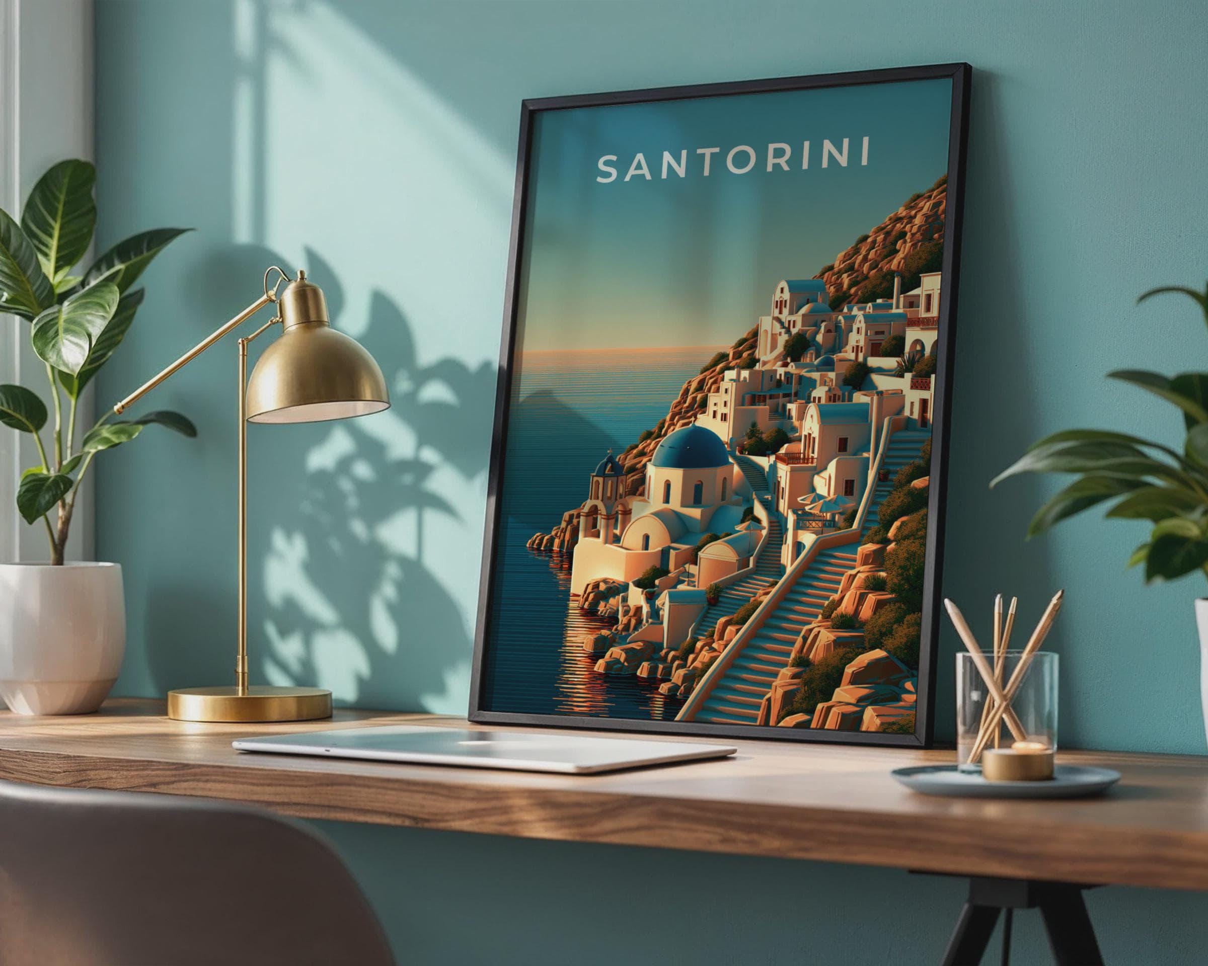 Santorini Coastal Landscape Print - Travel Wall Art