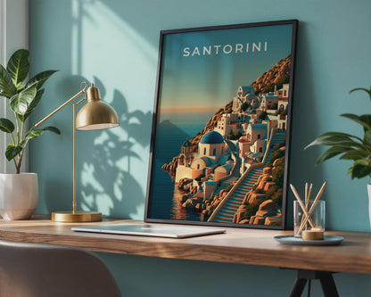 Santorini Coastal Landscape Print - Travel Wall Art