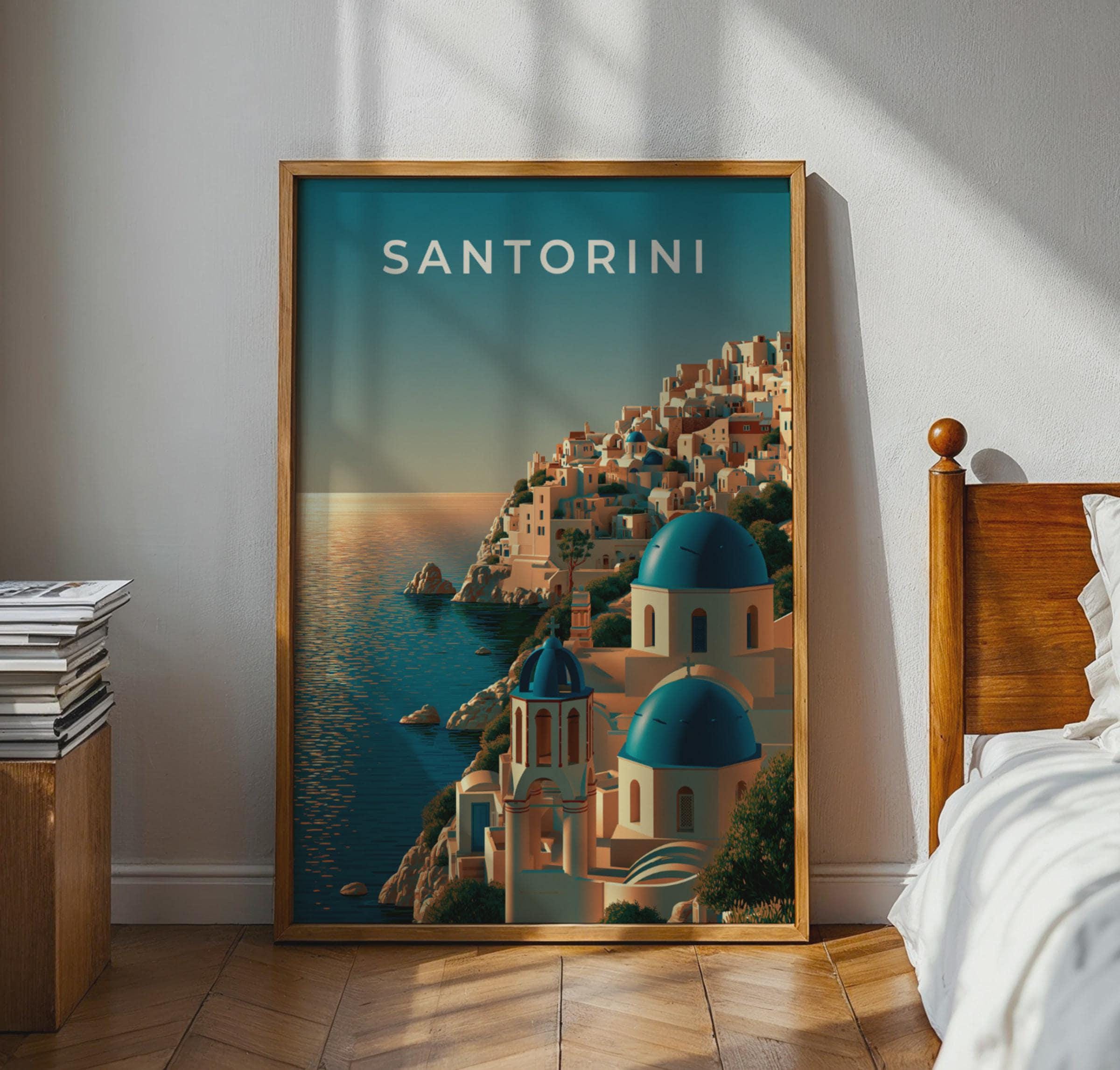 Santorini Print Coastal Wall Art Greek Architecture - Travel Wall Art