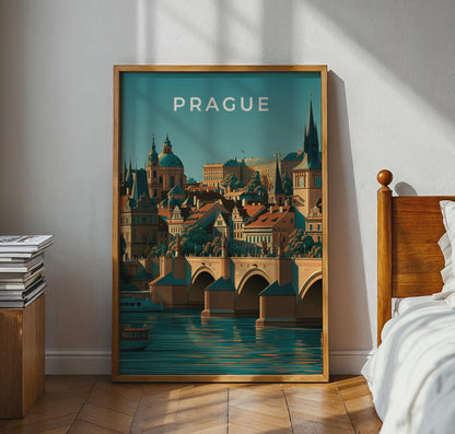Prague Czech Republic Art Print Cityscape Minimalist Wall Art - Travel Wall Art