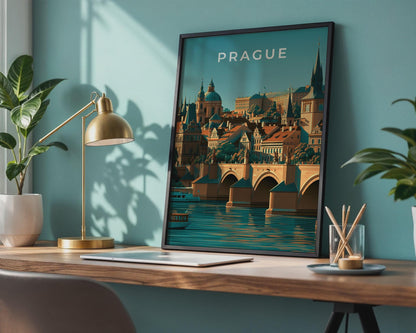 Prague Czech Republic Art Print Cityscape Minimalist Wall Art - Travel Wall Art