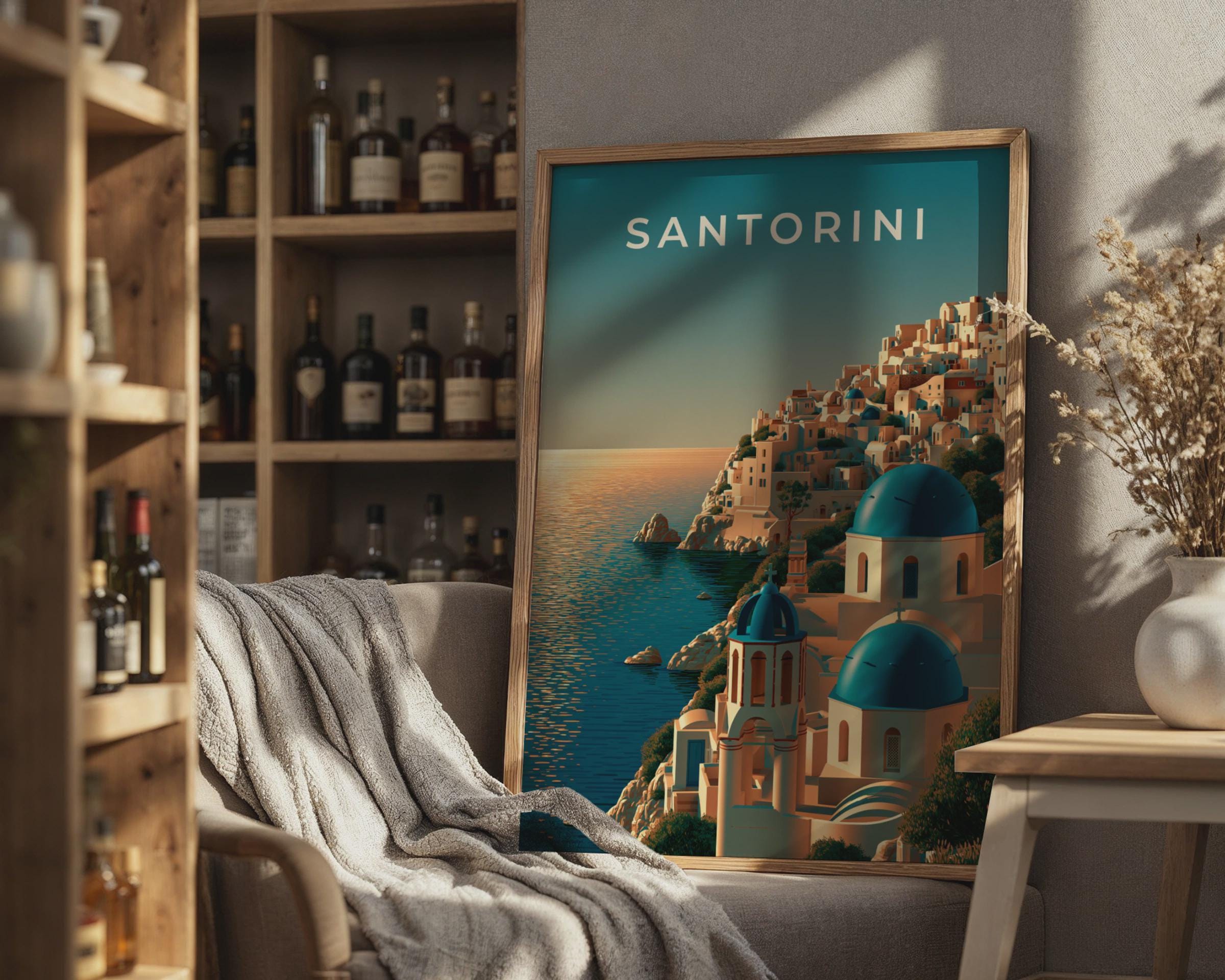Santorini Print Coastal Wall Art Greek Architecture - Travel Wall Art