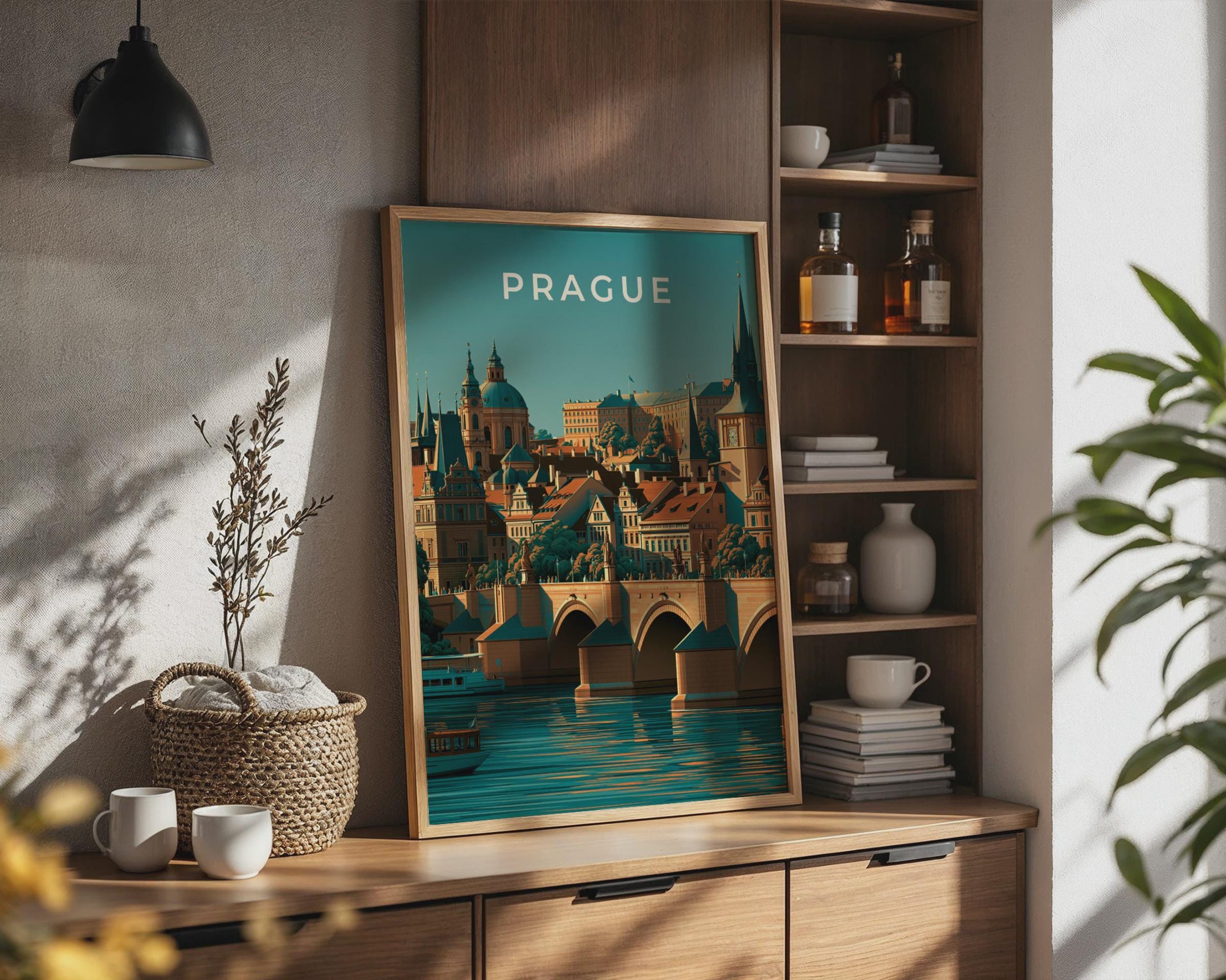 Prague Czech Republic Art Print Cityscape Minimalist Wall Art - Travel Wall Art