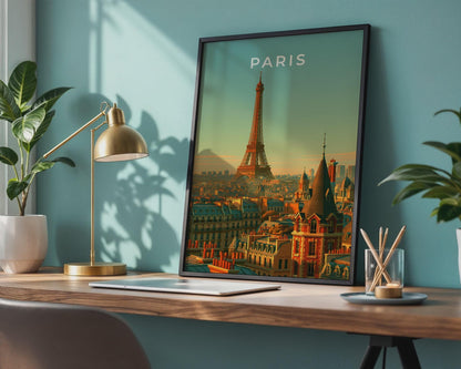 Paris Skyline Art Print Eiffel Tower Wall Art - Travel Wall Art