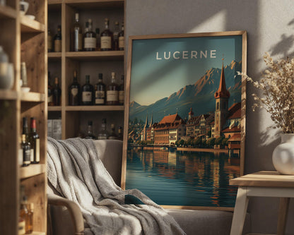 Lucerne Landscape Poster Cityscape Art Print - Travel Wall Art