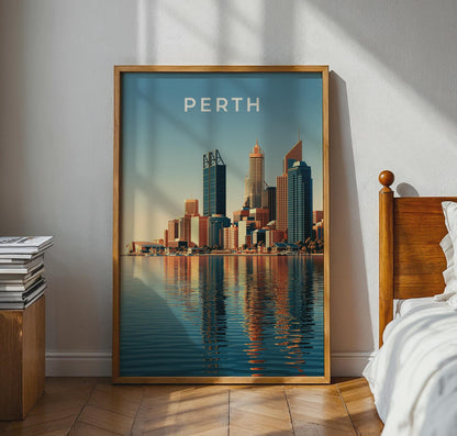 Perth Skyline Minimalist Cityscape Art Print - Travel Wall Art
