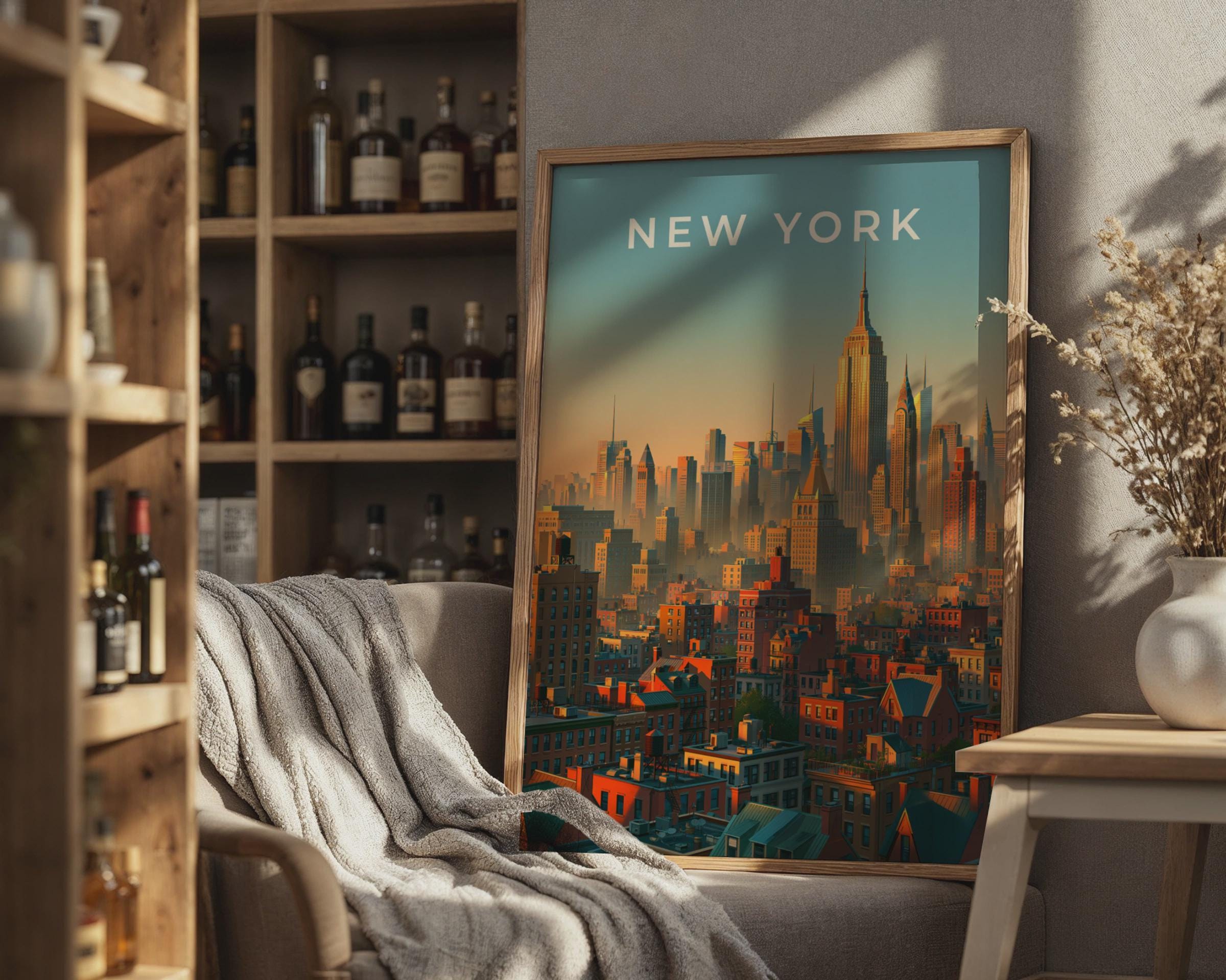New York Cityscape Poster Urban Artwork Wall Art - Travel Wall Art