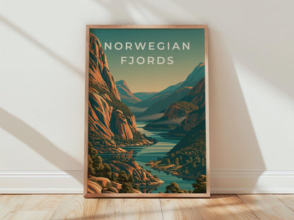 Norwegian Fjords Landscape Art Print - Travel Wall Art