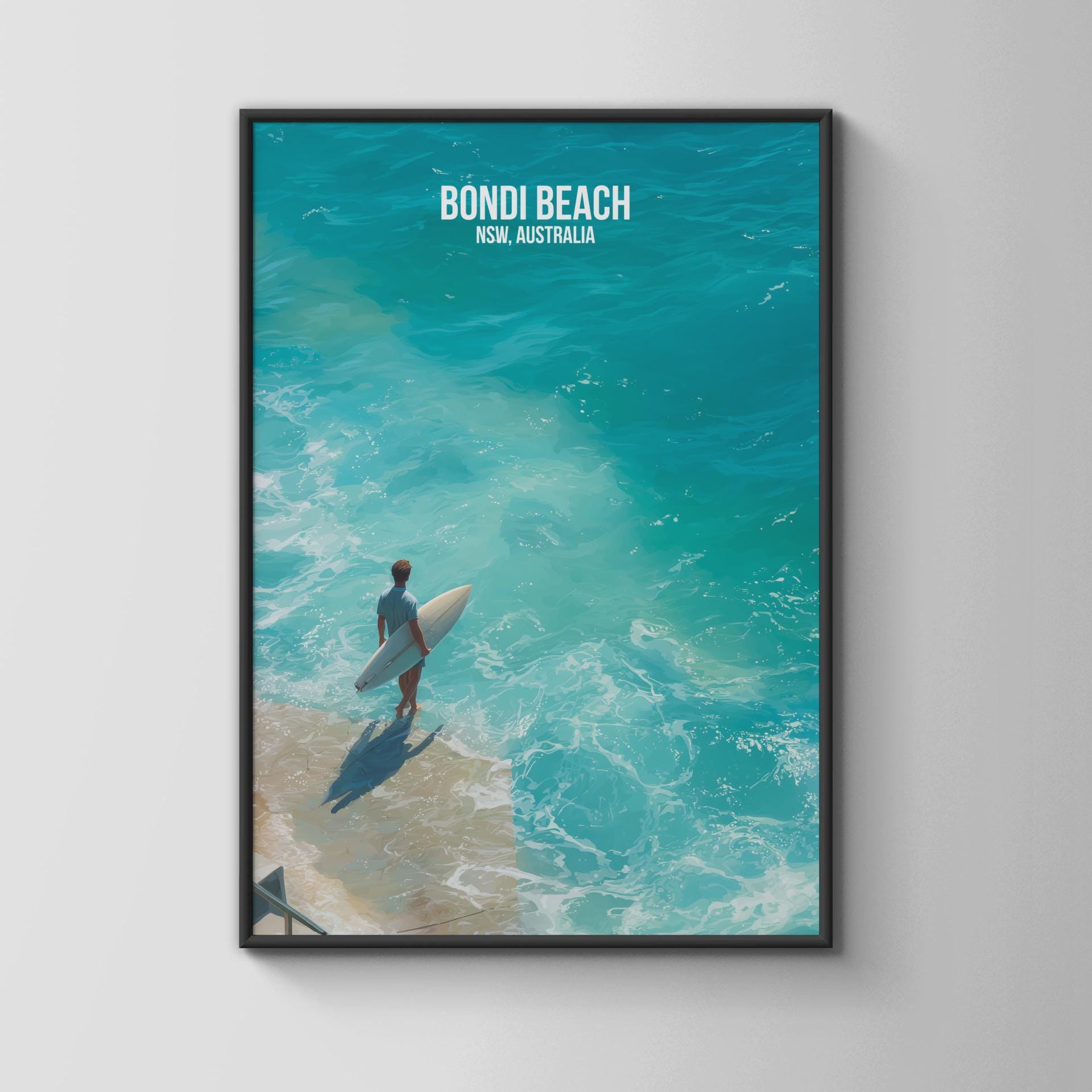 Bondi Beach Surfer Poster NSW Australia Wall Art - Travel Wall Art
