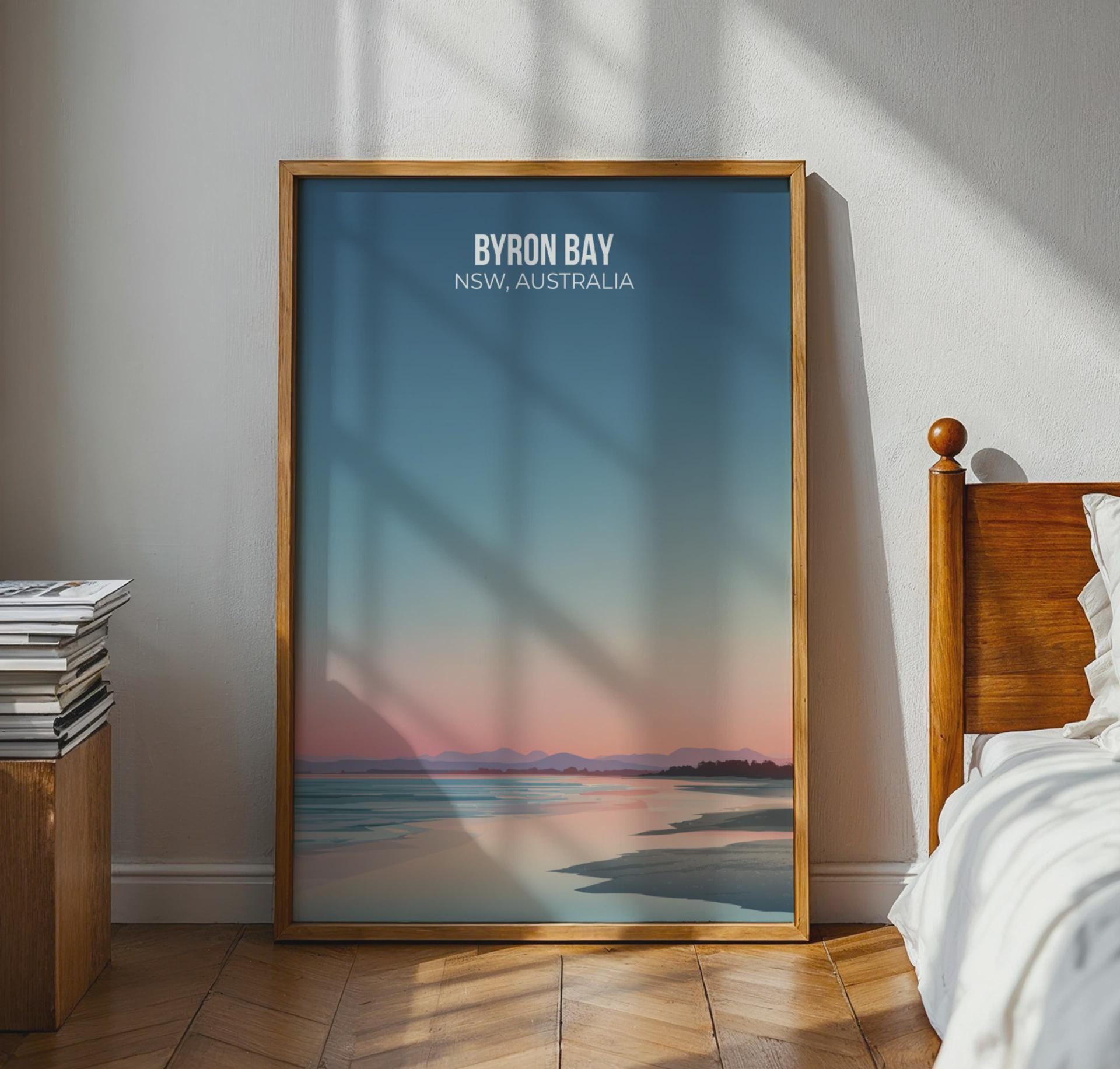 Byron Bay NSW Australia Poster Abstract Coastal Wall Art Print - Travel Wall Art